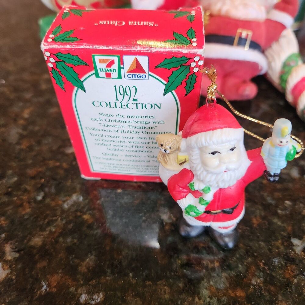 Vintage Traditions Ceramic Santa Christmas 7-11 Citgo Ornament 1992
